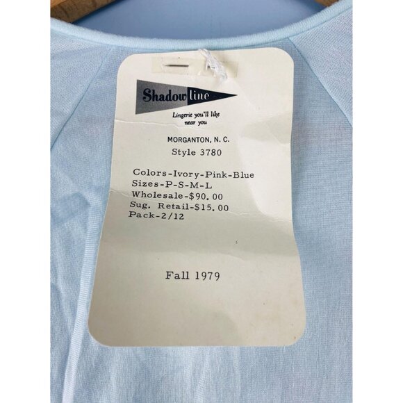 Vtg NWT Shadowline Nightgown Embroidered Detail, Size S, Light Blue, Long Sleeve - Picture 4 of 9